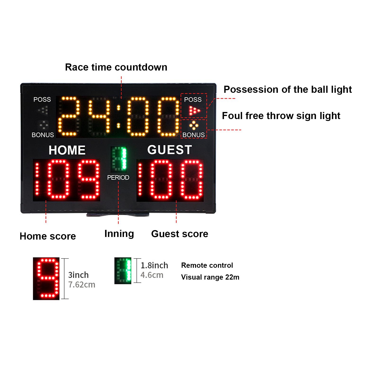 디지털 농구 스코어보드 LED 경량 농구 전자 스코어보 - Scoreboard Digital 리뷰 및 가격